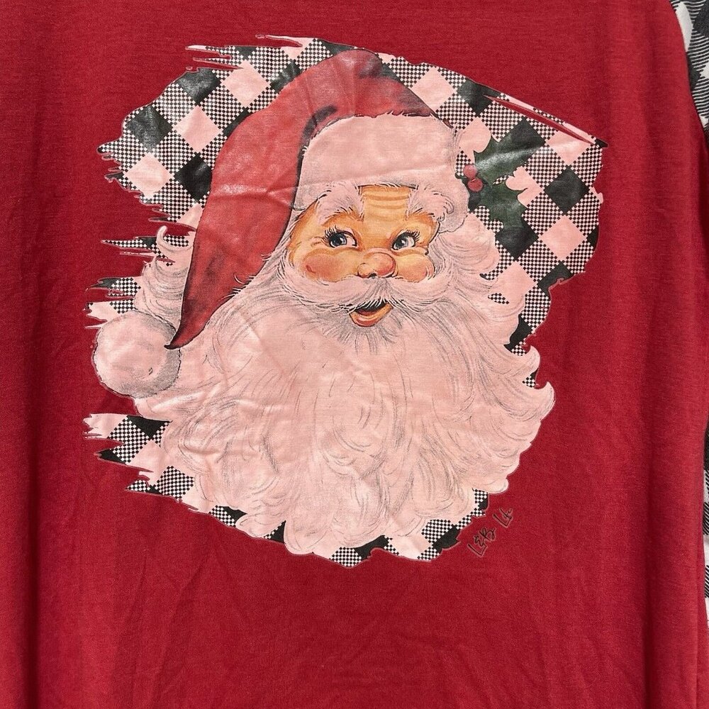 Christmas Top 3/4 Raglan Sleeve T-shirt Womens Size Small Merry Christmas Red - Picture 3 of 6